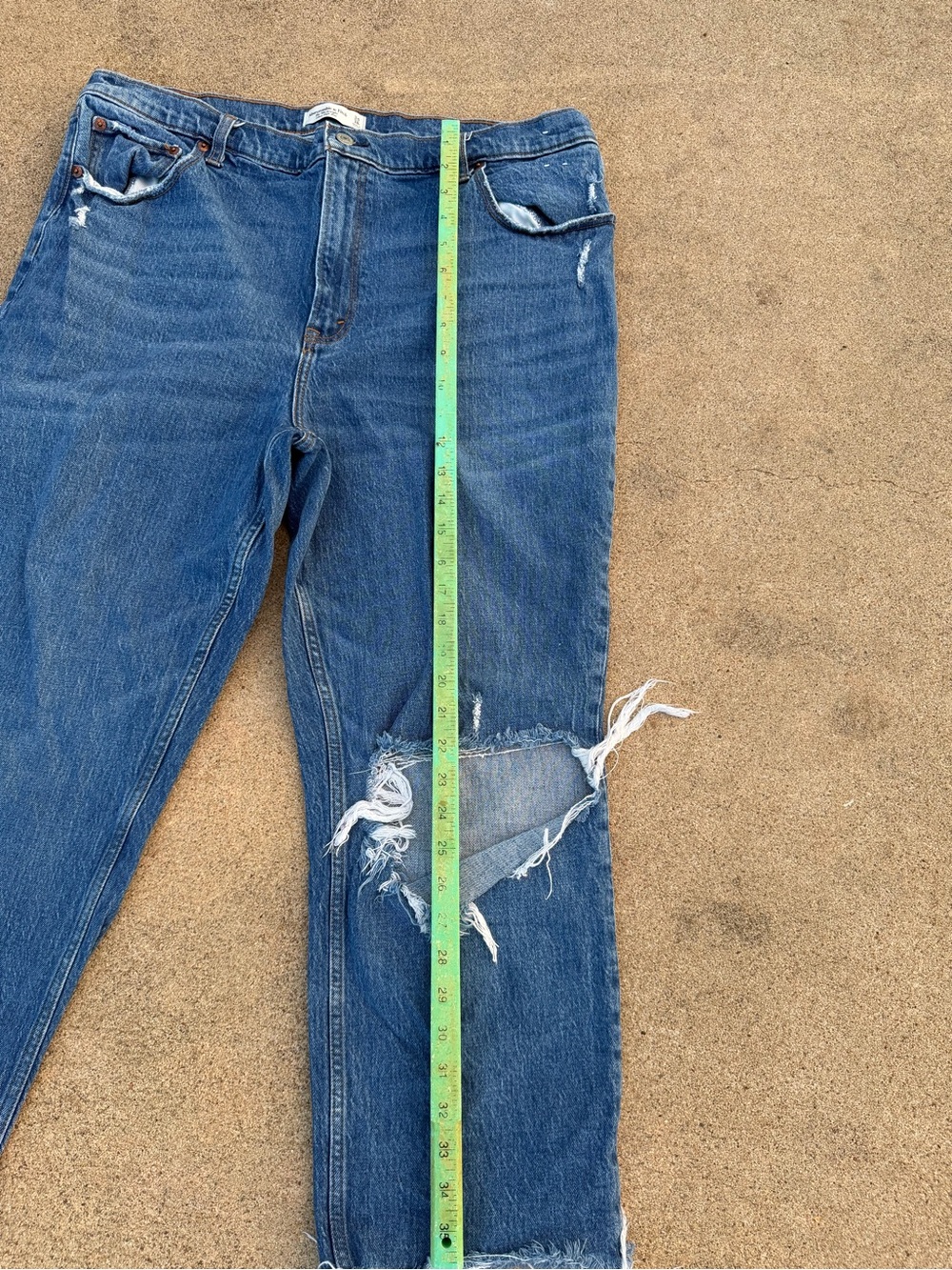 Abercrombie & Fitch 90's High-rise Ultra Straight Jeans Size 34/18R Dark Wash - Picture 5 of 11